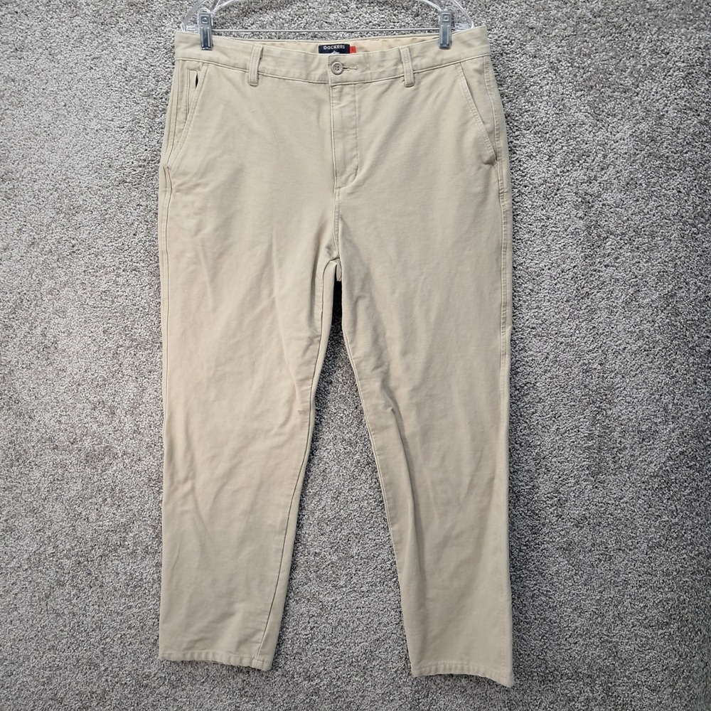 Dockers Smart 360‎ Knit Straight Fit Khaki Pants Mens 34 Tan Chinos S112320 AD